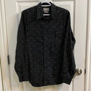 Lucky Brand Shirt Men’s Small Black All Over Print Button Up Western Casual